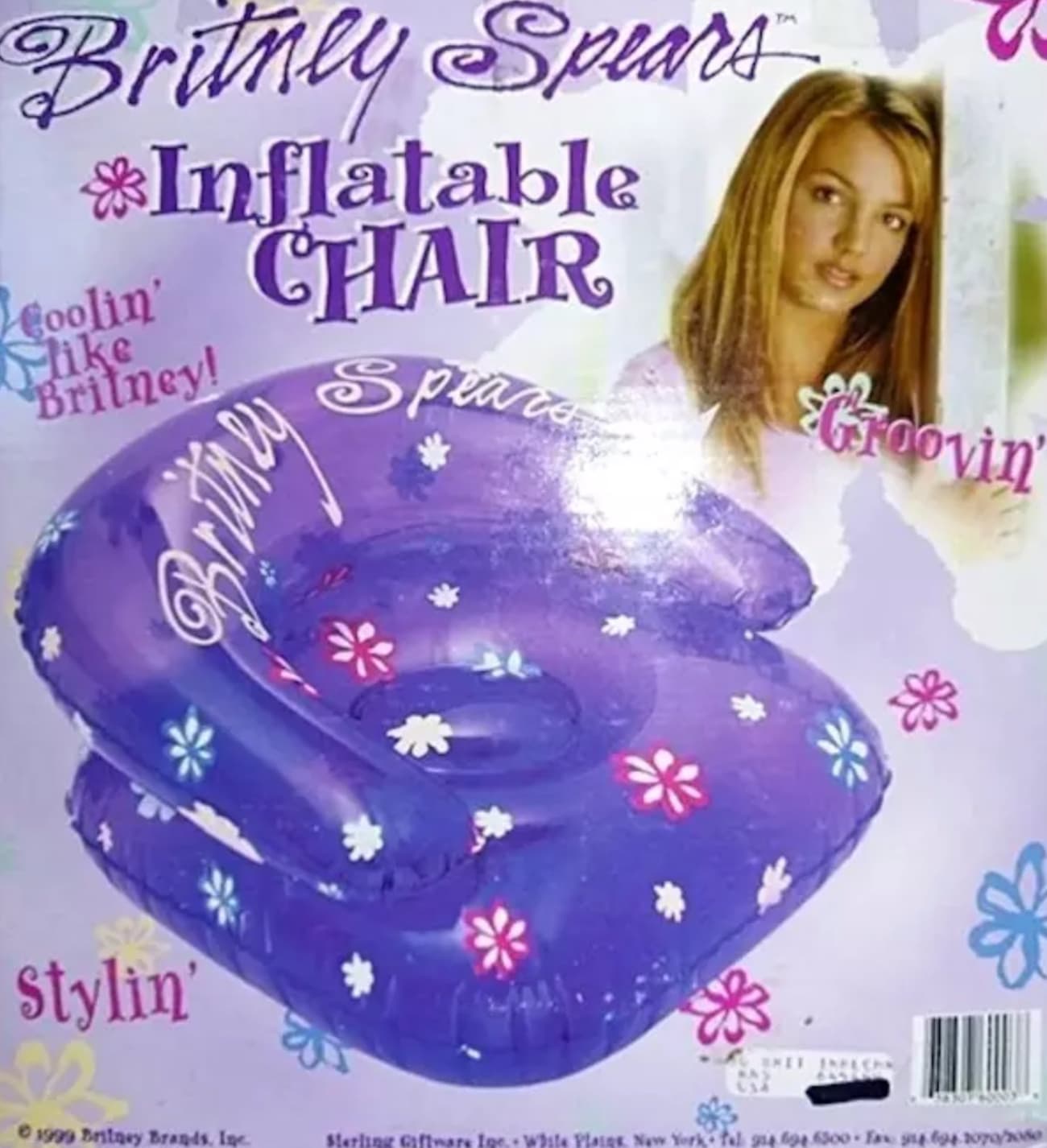 blow up chair 90s - Britney Spears Inflatable Chair Coolin' Britney! Speace Groovin' Stylin 1999 Britney Brands, Inc Sterling Giftware Inc. White Plains, New York fal 14694 6300 Fax 914.694.20702080